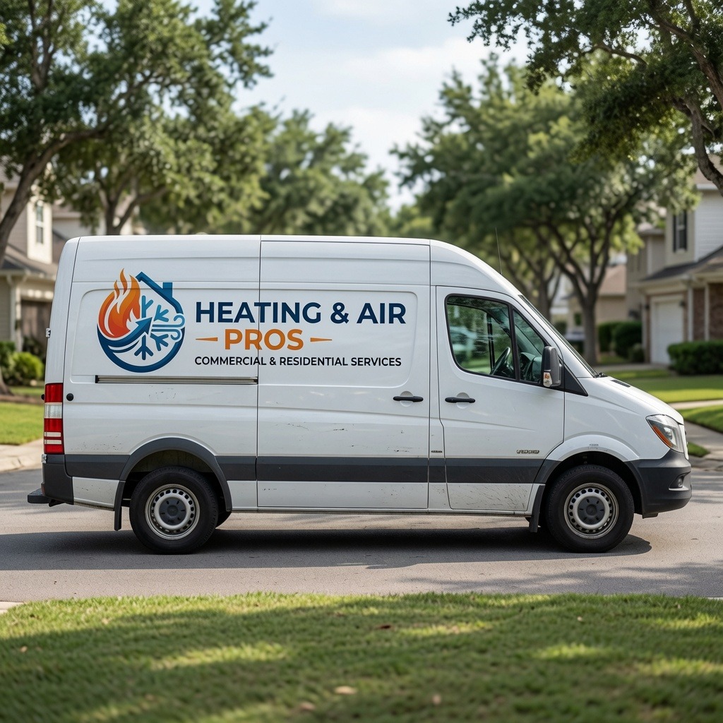Local heating and air service van serving Denver